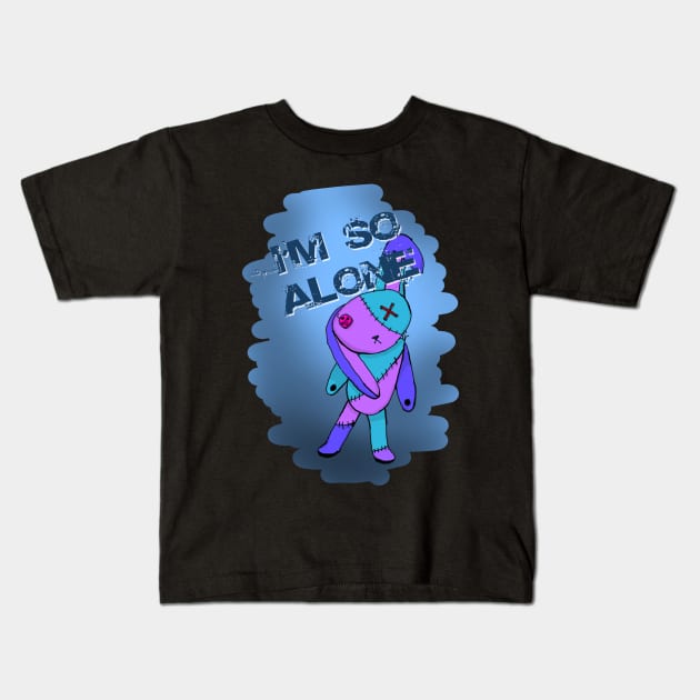 Lonely Bunny Kids T-Shirt by iKimeera